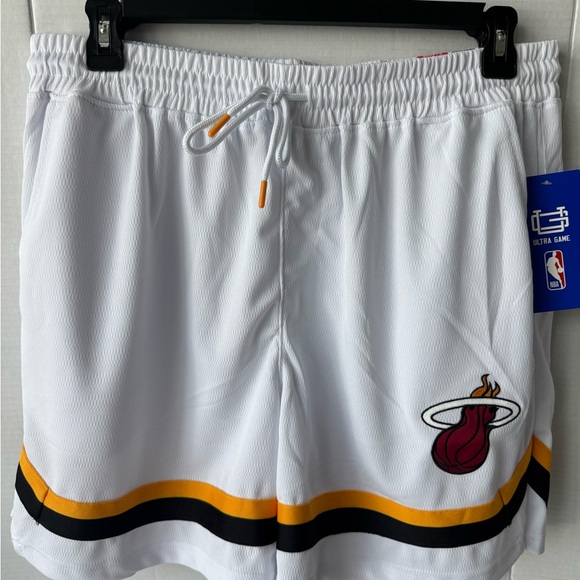 Miami Heat White and Yellow Athletic Shorts NWT - Picture 1 of 7